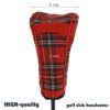 2 Tartan PU Leather 5# Fairway Wood Headcovers Embroidery Logo