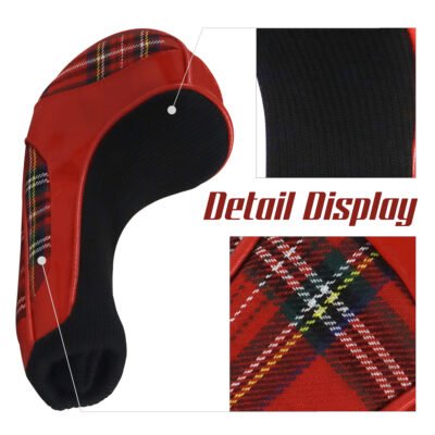 4 Tartan PU Leather 5# Fairway Wood Headcovers Embroidery Logo